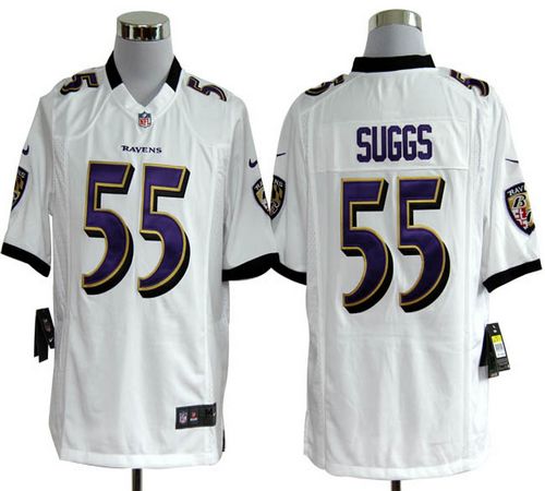 Ravens #55 Terrell Suggs White Men's Stitched NFL Game Jersey