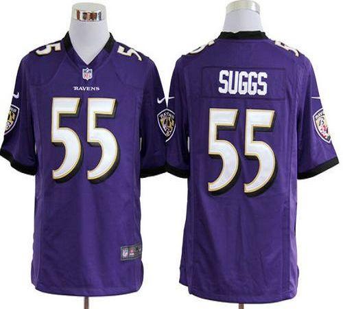Ravens #55 Terrell Suggs Purple Team Color Men's Stitched NFL Game Jersey