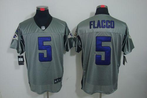 Ravens #5 Joe Flacco Grey Shadow Men's Stitched NFL Elite Jersey
