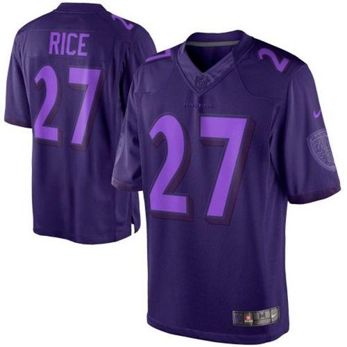 Ravens #27 Ray Rice Purple Men's Stitched NFL Drenched Limited Jersey