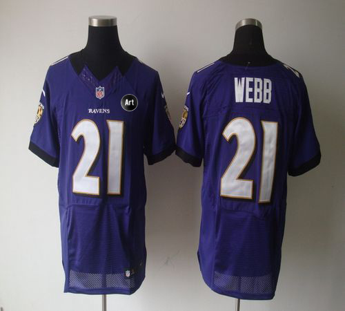 Ravens #21 Lardarius Webb Purple Team Color With Art Patch Men's Stitched NFL Elite Jersey