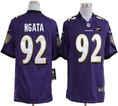 Ravens #92 Haloti Ngata Purple Team Color With Art Patch Men's Stitched NFL Game Jersey