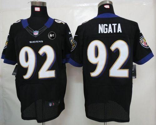 Ravens #92 Haloti Ngata Black Alternate With Art Patch Men's Stitched NFL Elite Jersey