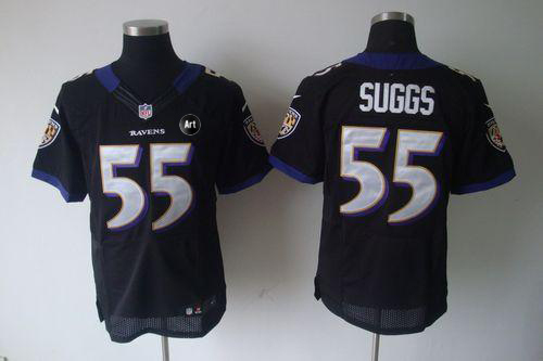 Ravens #55 Terrell Suggs Black Alternate With Art Patch Men's Stitched NFL Elite Jersey
