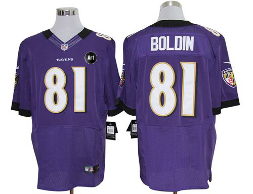 Ravens #81 Anquan Boldin Purple Team Color With Art Patch Men's Stitched NFL Elite Jersey