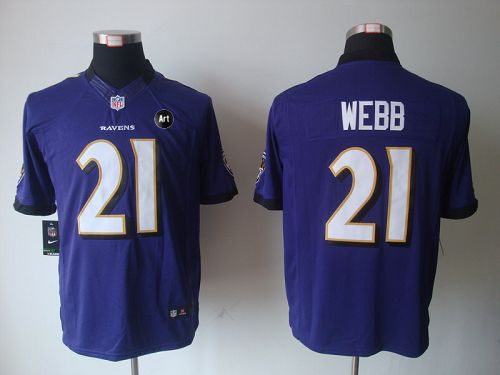 Ravens #21 Lardarius Webb Purple Team Color With Art Patch Men's Stitched NFL Limited Jersey
