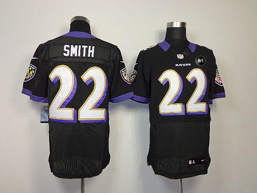 Ravens #22 Jimmy Smith Black Alternate With Art Patch Men's Stitched NFL Elite Jersey