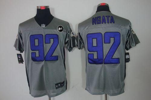 Ravens #92 Haloti Ngata Grey Shadow With Art Patch Men's Stitched NFL Elite Jersey