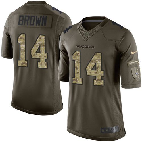 Ravens #14 Marlon Brown Green Men's Stitched NFL Limited Salute to Service Jersey