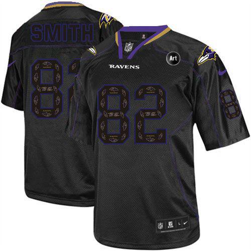 Ravens #82 Torrey Smith New Lights Out Black With Art Patch Men's Stitched NFL Elite Jersey