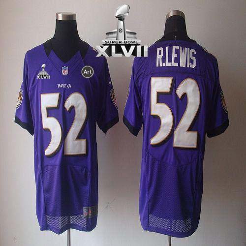 Ravens #52 Ray Lewis Purple Team Color Super Bowl XLVII Men's Stitched NFL Elite Jersey