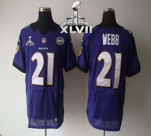 Ravens #21 Lardarius Webb Purple Team Color Super Bowl XLVII Men's Stitched NFL Elite Jersey