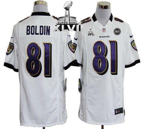 Ravens #81 Anquan Boldin White Super Bowl XLVII Men's Stitched NFL Game Jersey