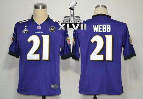 Ravens #21 Lardarius Webb Purple Team Color Super Bowl XLVII Men's Stitched NFL Game Jersey