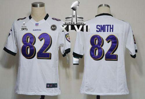 Ravens #82 Torrey Smith White Super Bowl XLVII Men's Stitched NFL Game Jersey