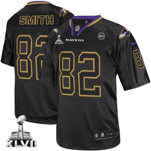 Ravens #82 Torrey Smith Lights Out Black Super Bowl XLVII Men's Stitched NFL Elite Jersey