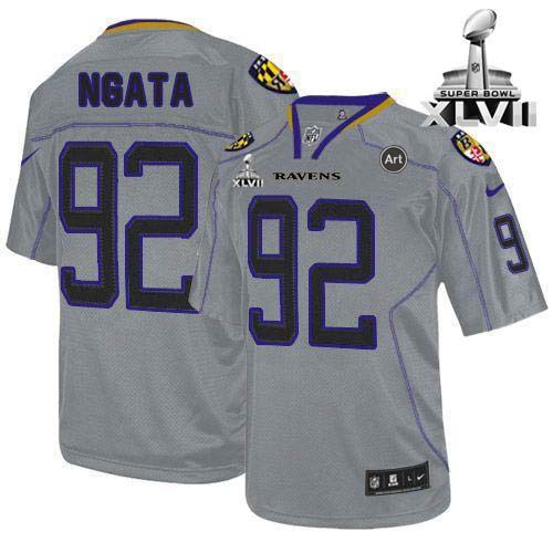 Ravens #92 Haloti Ngata Lights Out Grey Super Bowl XLVII Men's Stitched NFL Elite Jersey