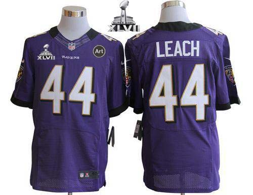 Ravens #44 Vonta Leach Purple Team Color Super Bowl XLVII Men's Stitched NFL Elite Jersey