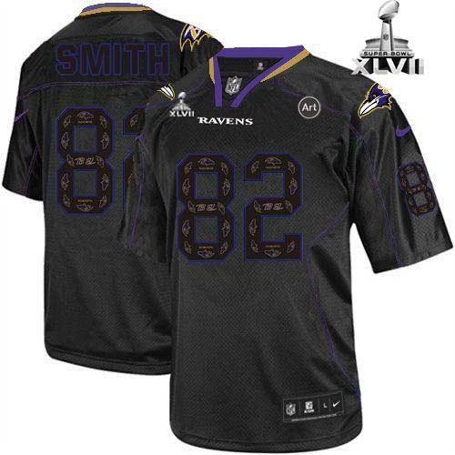Ravens #82 Torrey Smith New Lights Out Black Super Bowl XLVII Men's Stitched NFL Elite Jersey