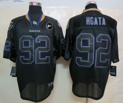 Ravens #92 Haloti Ngata Lights Out Black With Art Patch Men's Stitched NFL Elite Jersey