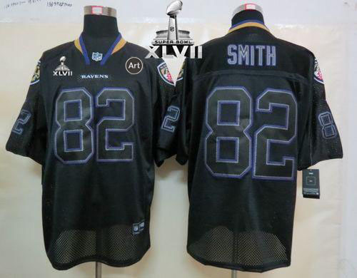 Ravens #82 Torrey Smith Lights Out Black Super Bowl XLVII Men's Stitched NFL Elite Jersey