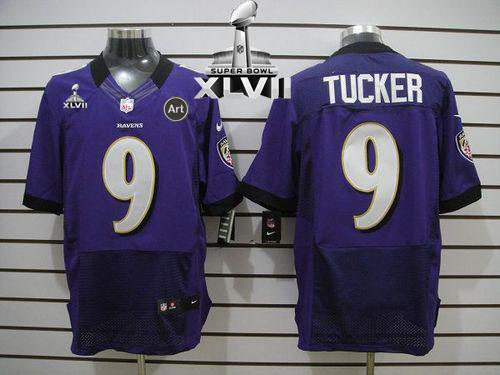 Ravens #9 Justin Tucker Purple Team Color Super Bowl XLVII Men's Stitched NFL Elite Jersey