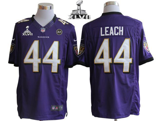 Ravens #44 Vonta Leach Purple Team Color Super Bowl XLVII Men's Stitched NFL Limited Jersey