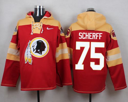 Redskins #75 Brandon Scherff Burgundy Red Player Pullover NFL Hoodie