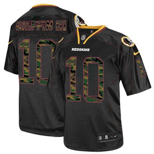 Redskins #10 Robert Griffin III Black Men's Stitched NFL Elite Camo Fashion Jersey