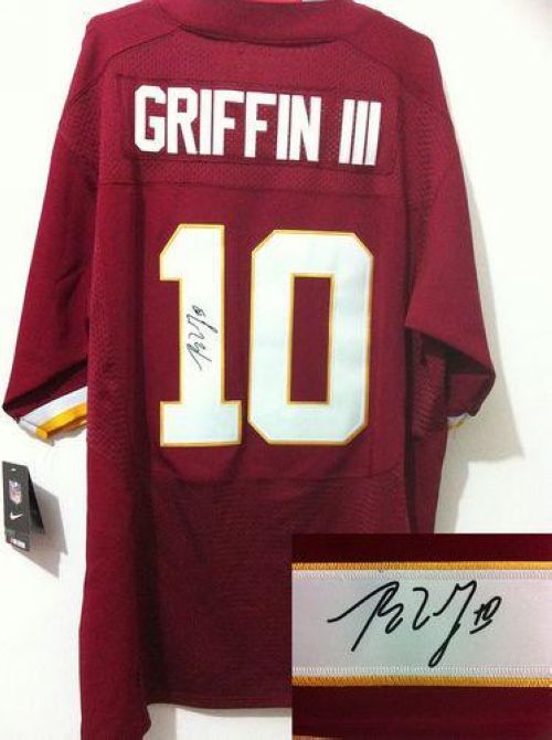 Redskins #10 Robert Griffin III Burgundy Red Team Color Men's Stitched NFL Elite Autographed Jersey