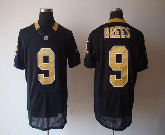 Saints #9 Drew Brees Black Team Color Men's Stitched NFL Elite Jersey
