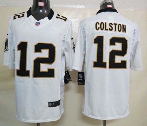 Saints #12 Marques Colston White Men's Stitched NFL Limited Jersey