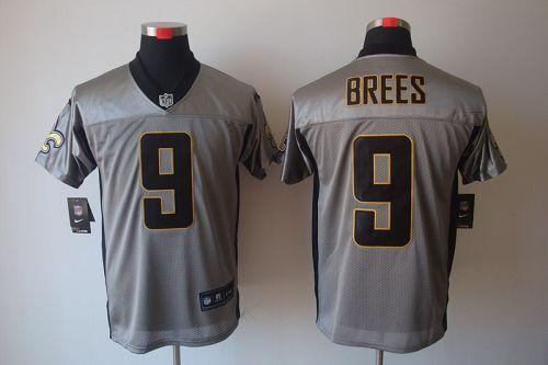 Saints #9 Drew Brees Grey Shadow Men's Stitched NFL Elite Jersey