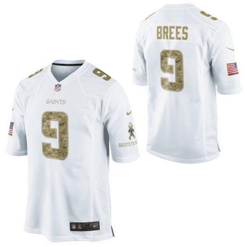 Saints #9 Drew Brees White Men's Stitched NFL Limited Salute to Service Jersey