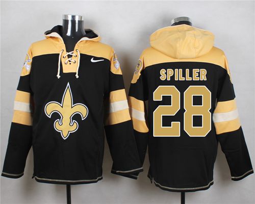 Saints #28 C.J. Spiller Black Player Pullover NFL Hoodie