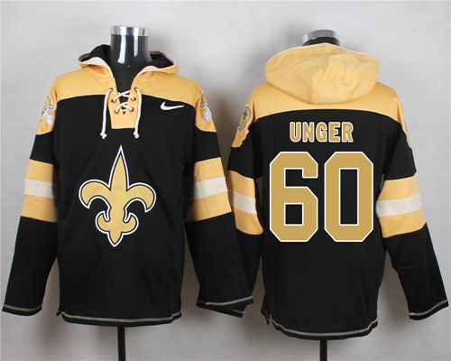 Saints #60 Max Unger Black Player Pullover NFL Hoodie