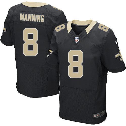 Saints #8 Archie Manning Black Team Color Men's Stitched NFL Elite Jersey
