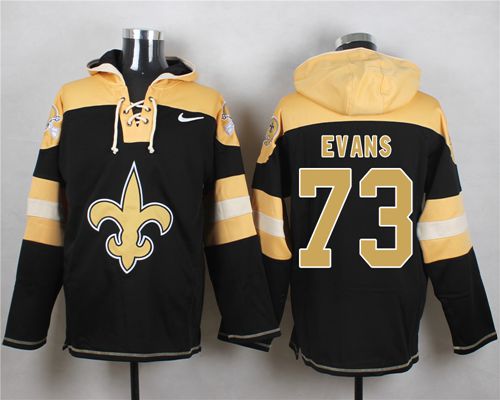 Saints #73 Jahri Evans Black Player Pullover NFL Hoodie