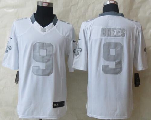 Saints #9 Drew Brees White Men's Stitched NFL Limited Platinum Jersey