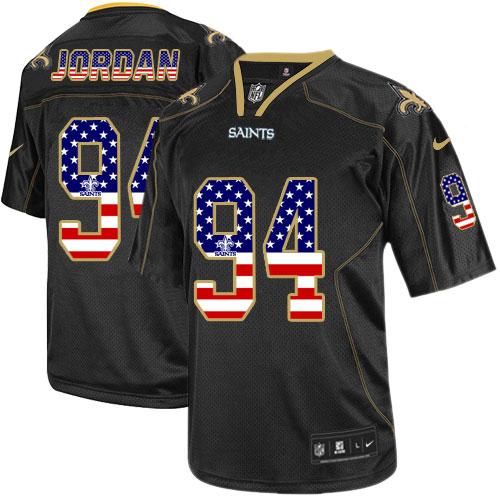 Saints #94 Cameron Jordan Black Men's Stitched NFL Elite USA Flag Fashion Jersey