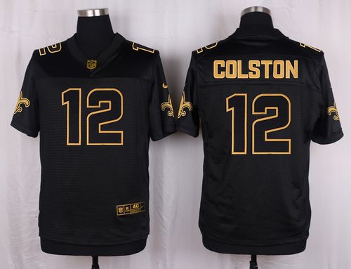 Saints #12 Marques Colston Black Men's Stitched NFL Elite Pro Line Gold Collection Jersey