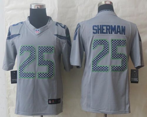 Seahawks #25 Richard Sherman Grey Alternate Men's Stitched NFL Limited Jersey