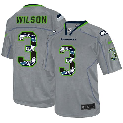 Seahawks #3 Russell Wilson New Lights Out Grey Men's Stitched NFL Elite Jersey