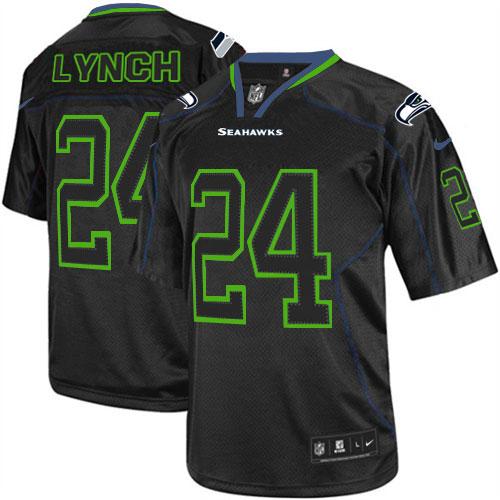 Seahawks #24 Marshawn Lynch Lights Out Black Men's Stitched NFL Elite Jersey