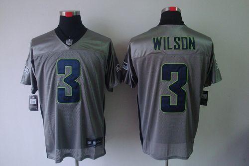 Seahawks #3 Russell Wilson Grey Shadow Men's Stitched NFL Elite Jersey