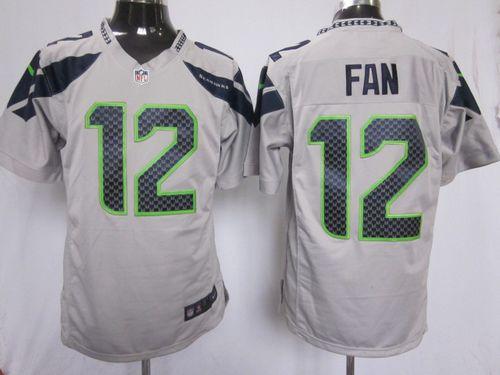 Seahawks #12 Fan Grey Alternate Men's Stitched NFL Game Jersey