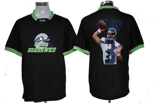 Seahawks #3 Russell Wilson Black Men's NFL Game All Star Fashion Jersey