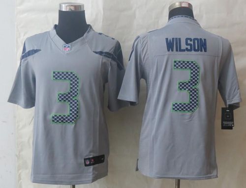 Seahawks #3 Russell Wilson Grey Alternate Men's Stitched NFL Limited Jersey