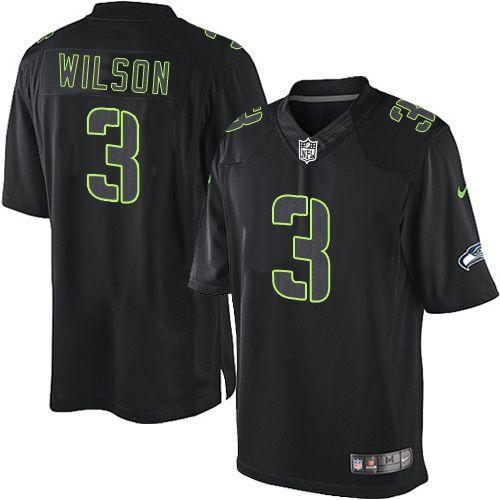 Seahawks #3 Russell Wilson Black Men's Stitched NFL Impact Limited Jersey
