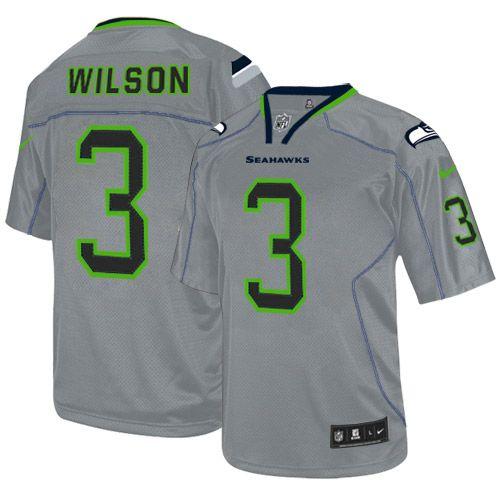 Seahawks #3 Russell Wilson Lights Out Grey Men's Stitched NFL Elite Jersey